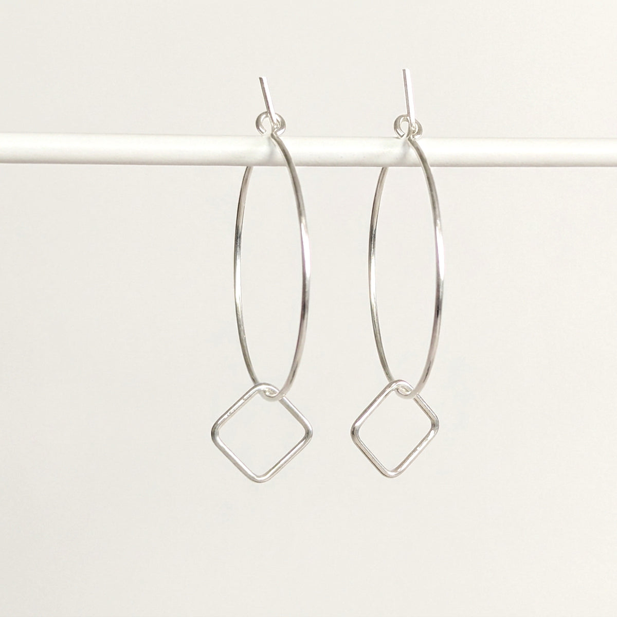 'Cubic' Sterling Silver Large Square Hoop Earring