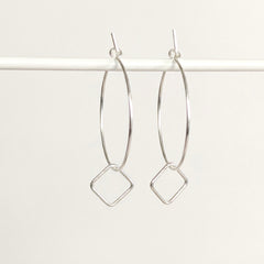 'Cubic' Sterling Silver Large Square Hoop Earring, view 1