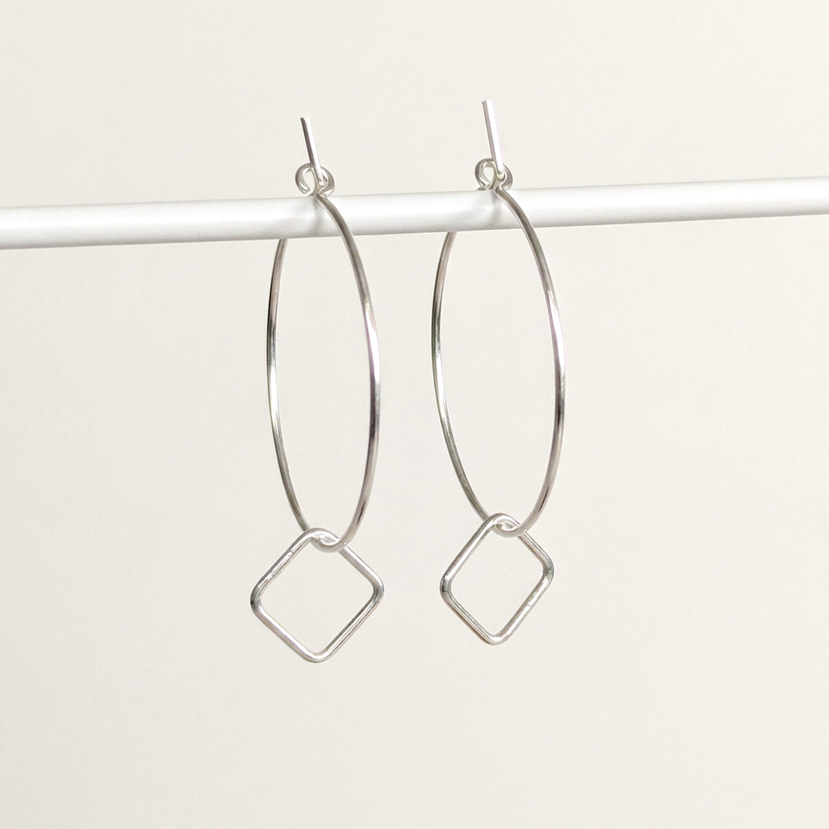 'Cubic' Sterling Silver Square Hoop Earring, Medium