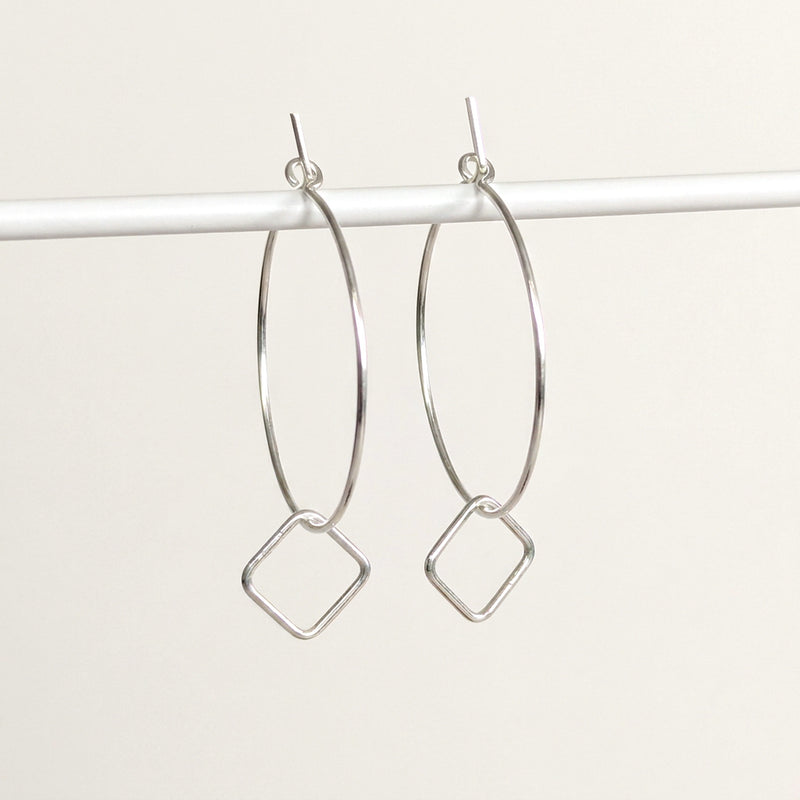 'Cubic' Sterling Silver Square Hoop Earring, Medium