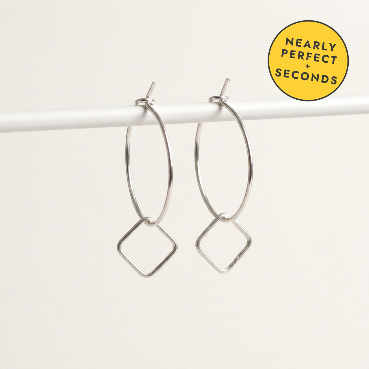 'Cubic' Sterling Silver Small Square Hoop Earring — Seconds (nearly perfect seconds)