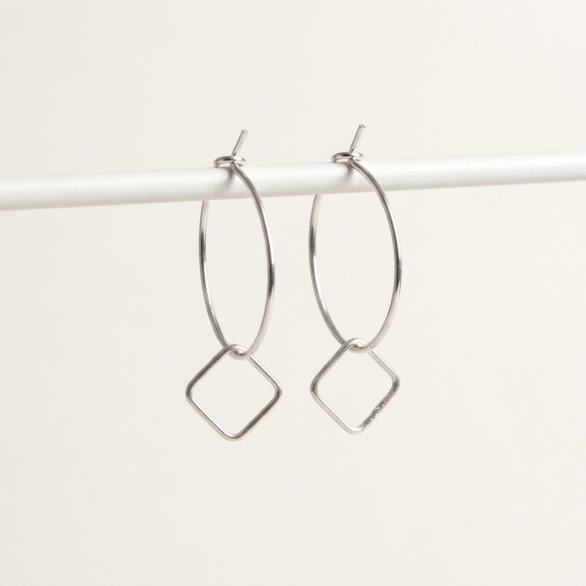 'Cubic' Sterling Silver Square Hoop Earring, Small