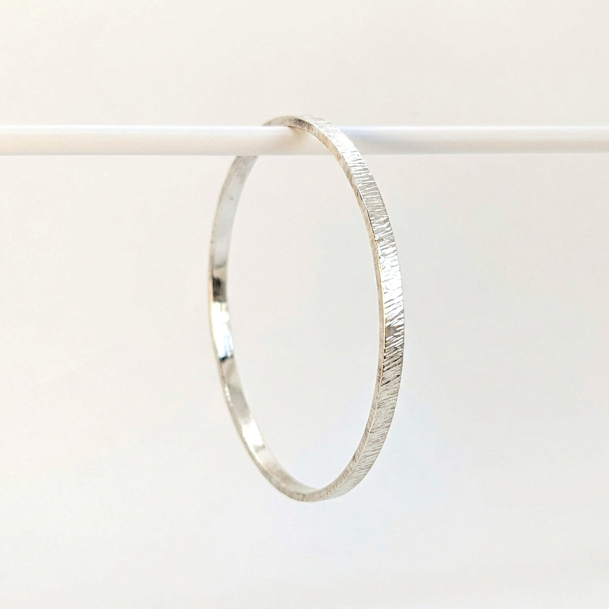 'Eclipse' Sterling Silver Slim Textured Bangle