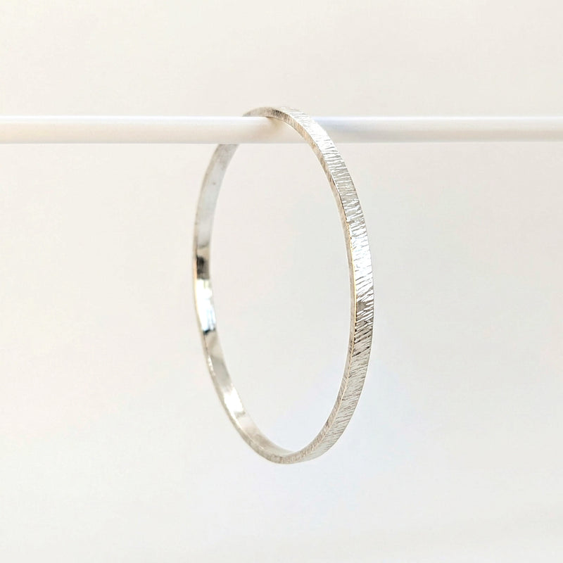 'Eclipse' Sterling Silver Slim Textured Bangle