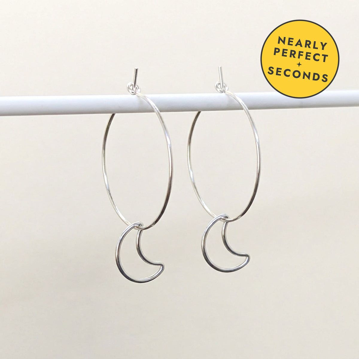 'Moonlight' Sterling Silver Small Moon Hoop Earring — Seconds (nearly perfect seconds)