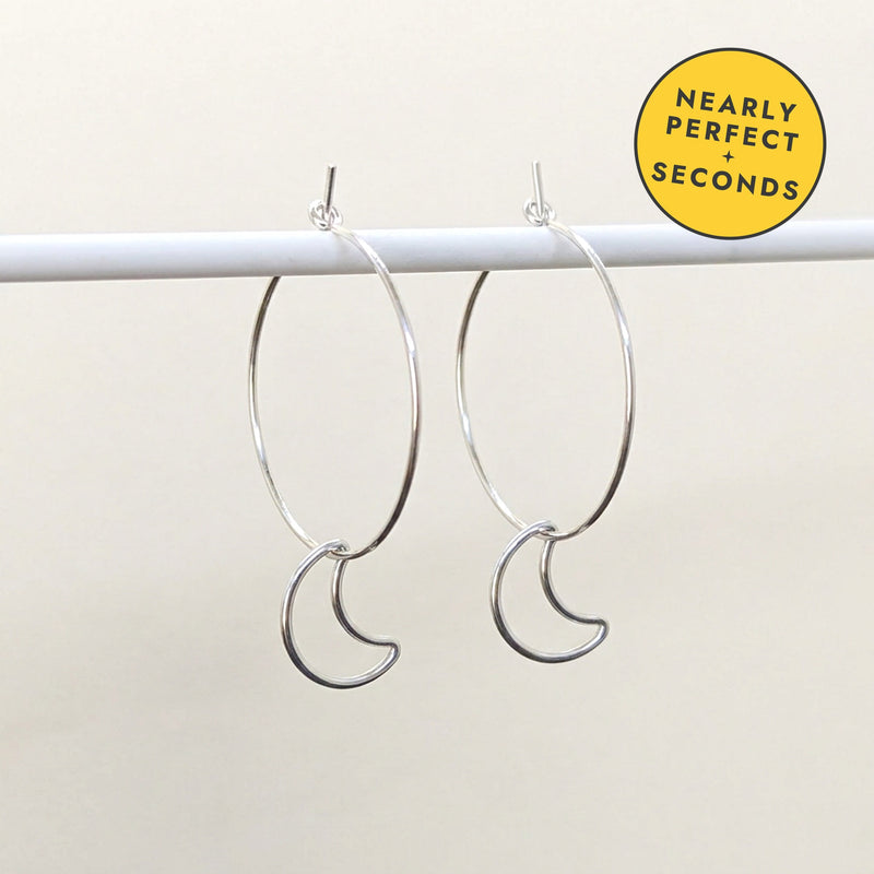 'Moonlight' Sterling Silver Small Moon Hoop Earring — Seconds (nearly perfect seconds)