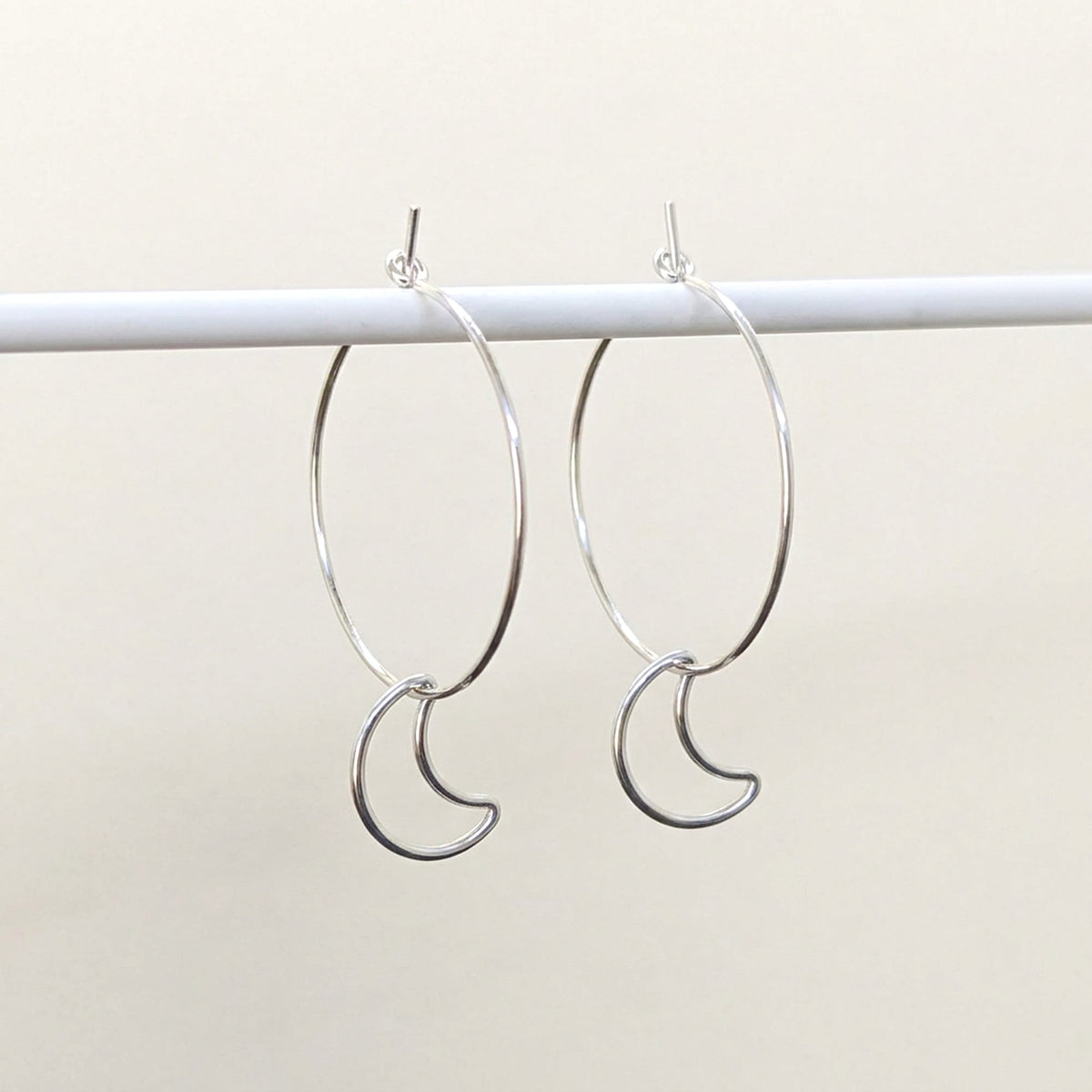 'Moonlight' Sterling Silver Moon Small Hoop Earring