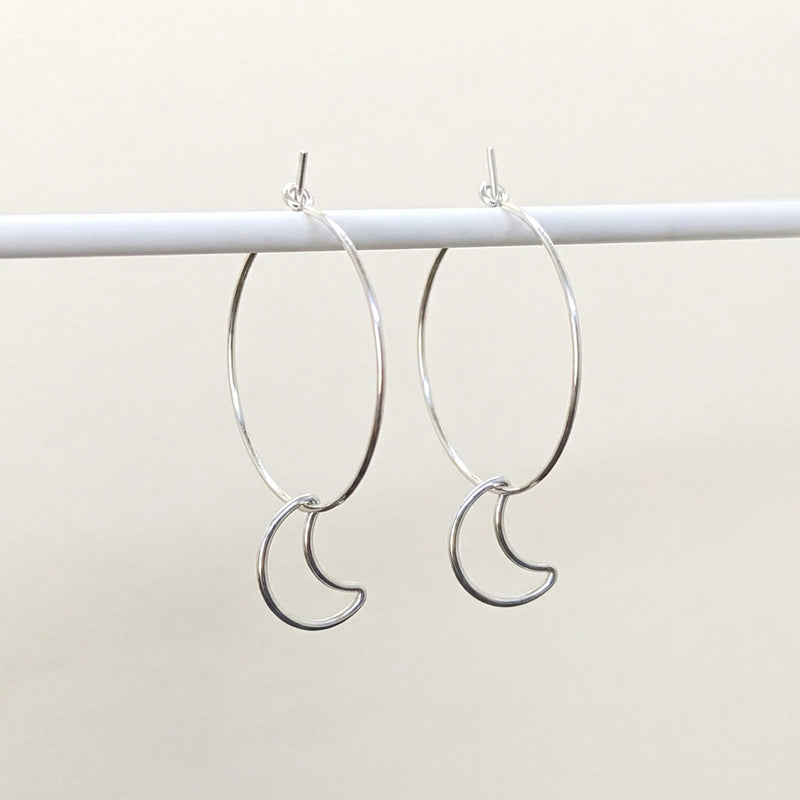 'Moonlight' Sterling Silver Moon Small Hoop Earring