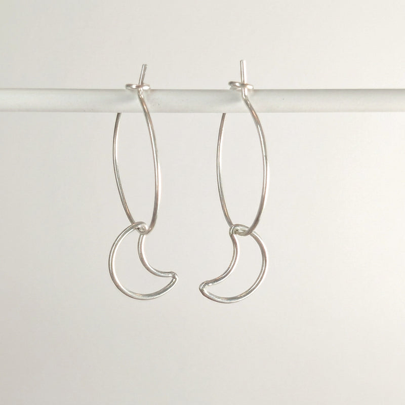 'Moonlight' Sterling Silver Moon Small Hoop Earring