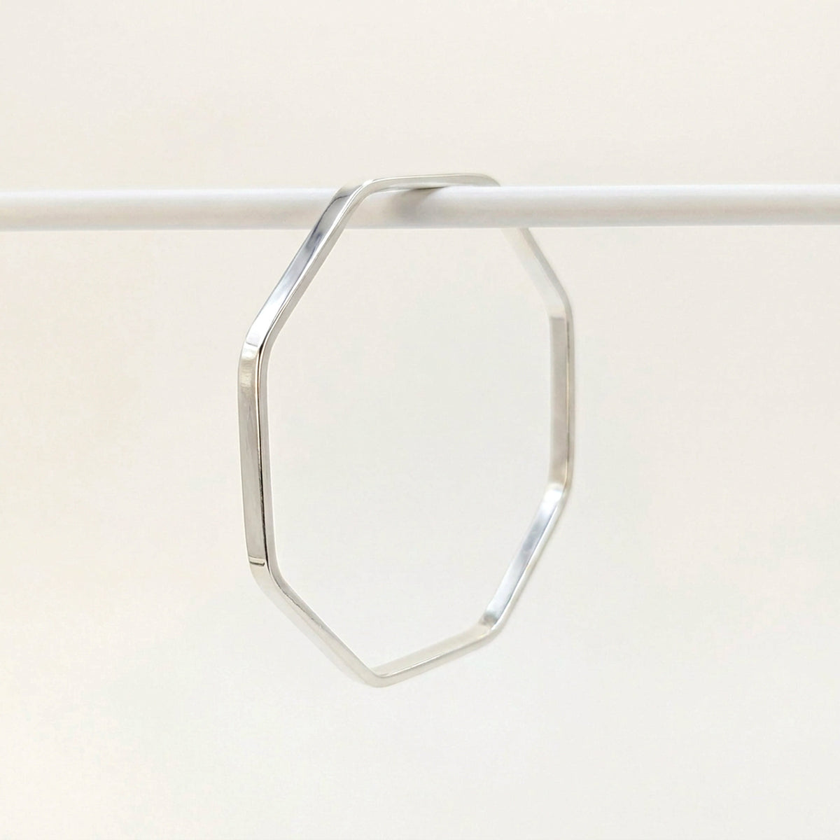 'Octangle' Sterling Silver Slim Octagonal Shaped Polished Bangle