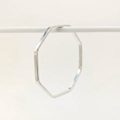 'Octangle' Sterling Silver Slim Octagonal Shaped Polished Bangle, view 1
