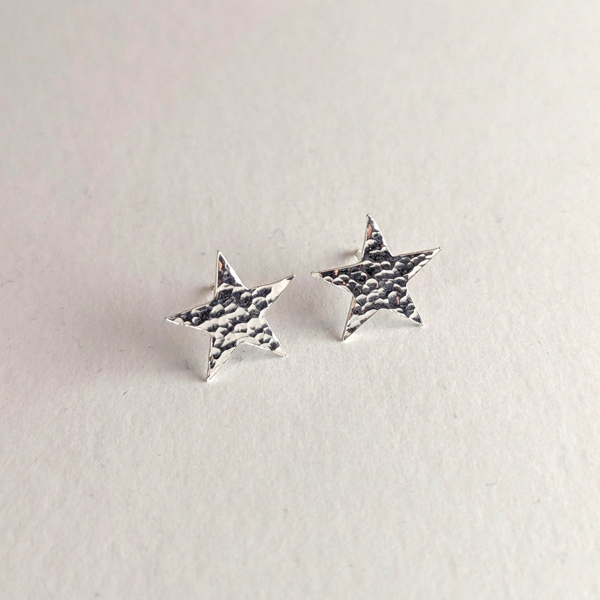 'Fallen Star' Sterling Silver Large Hammered Star Stud Earring
