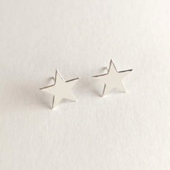'Fallen Star' Sterling Silver Large Polished Star Stud Earring, view 1